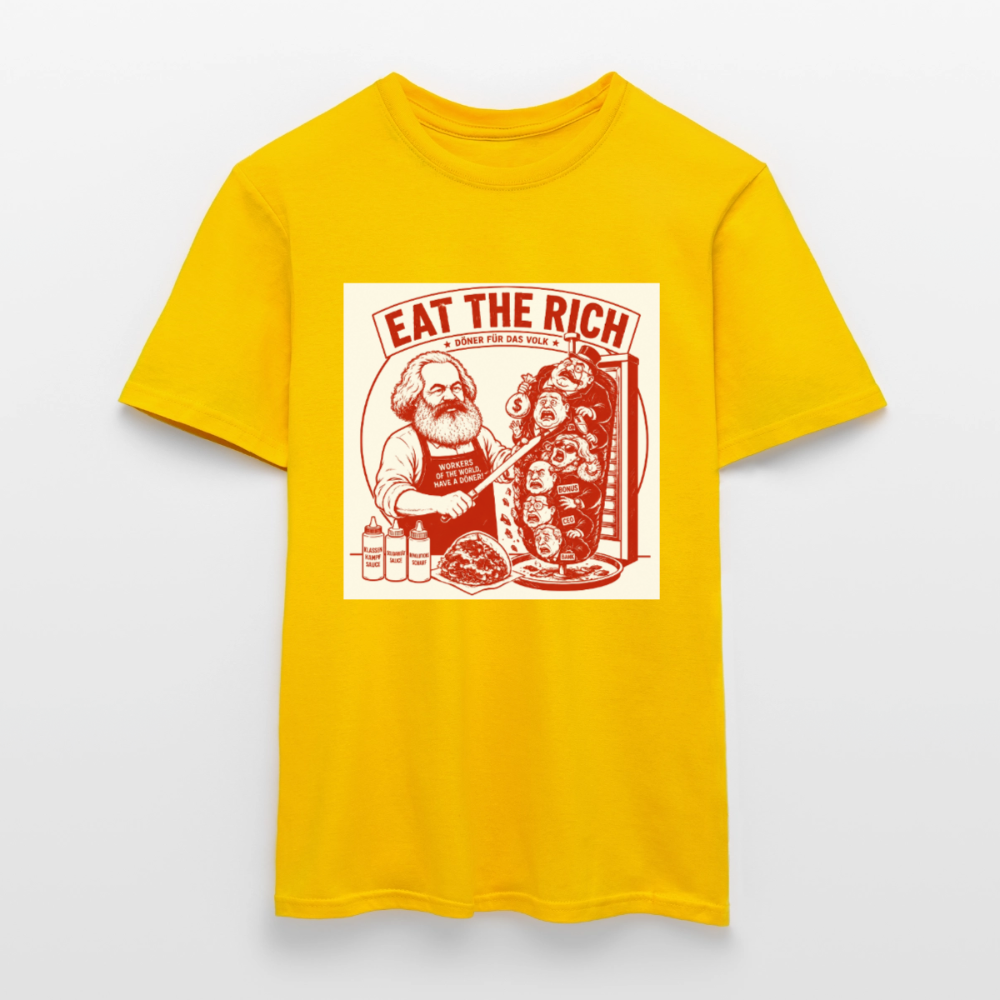 Männer T-Shirt Eat The Rich Döner T-Shirt - Karl Marx Satire - Gelb