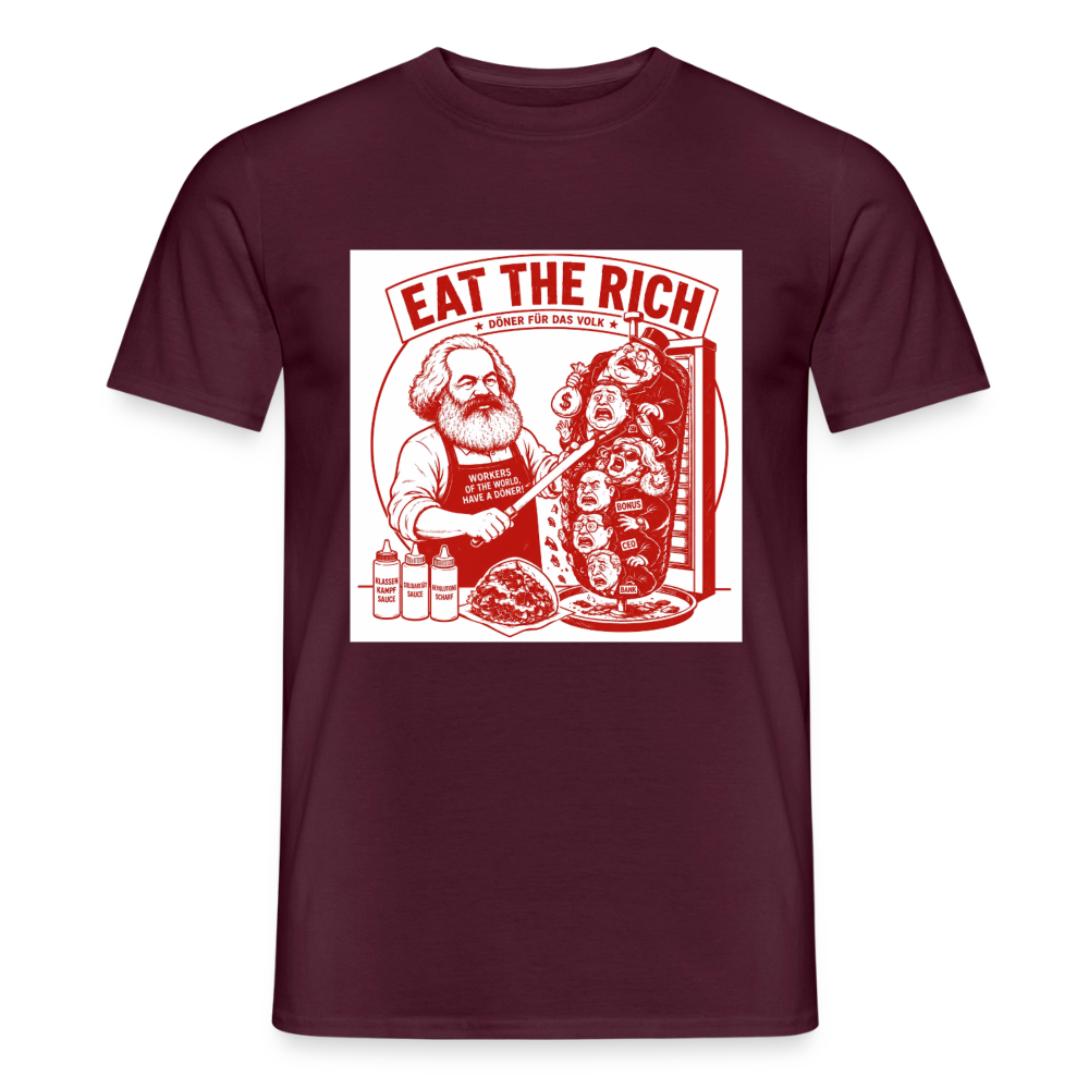Männer T-Shirt Eat The Rich Döner T-Shirt - Karl Marx Satire - Ziegelrot