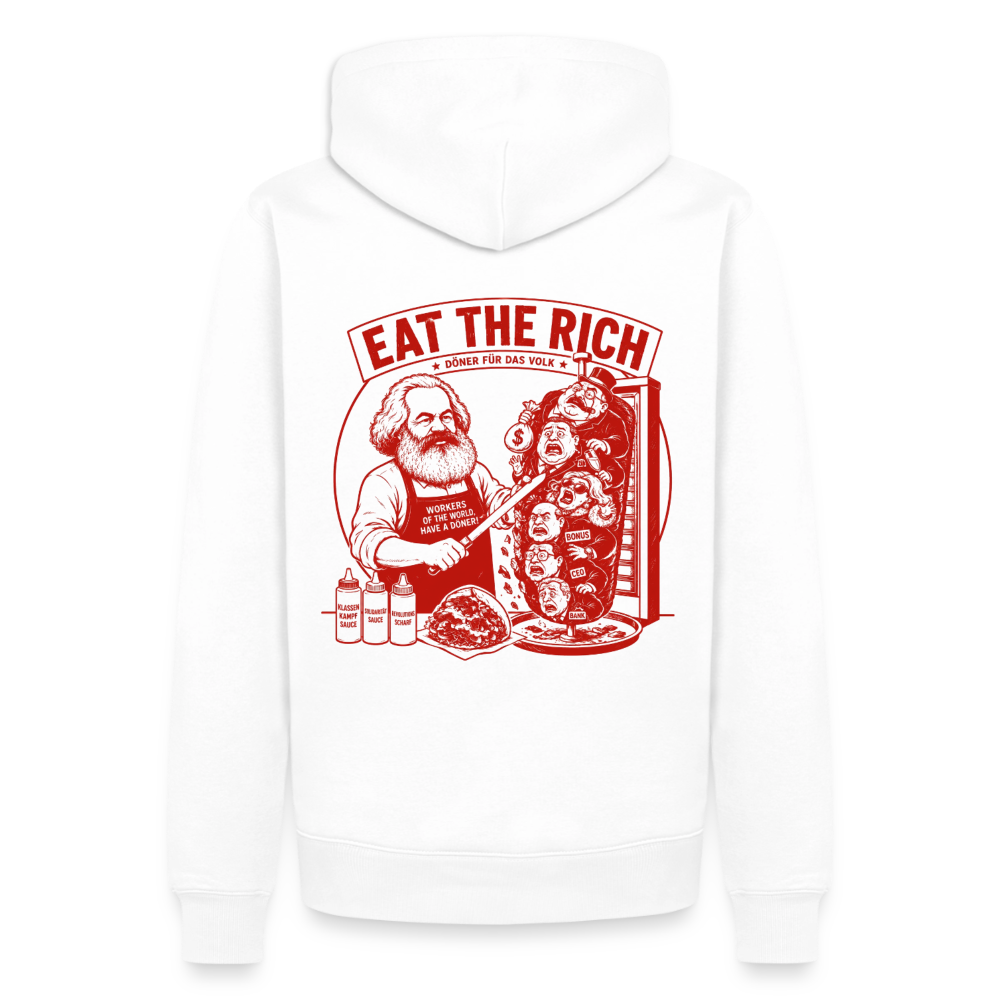 Männer Premium Hoodie Eat The Rich Hoodie - Karl Marx Döner Satire im roten Retro-Look - Weiß