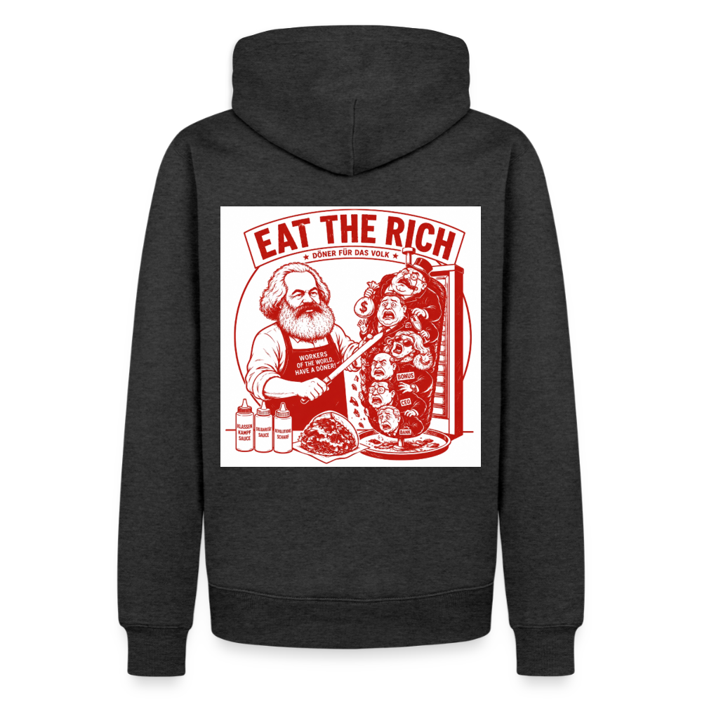 Männer Premium Hoodie Eat The Rich Hoodie - Karl Marx Döner Satire im roten Retro-Look - Anthrazit meliert