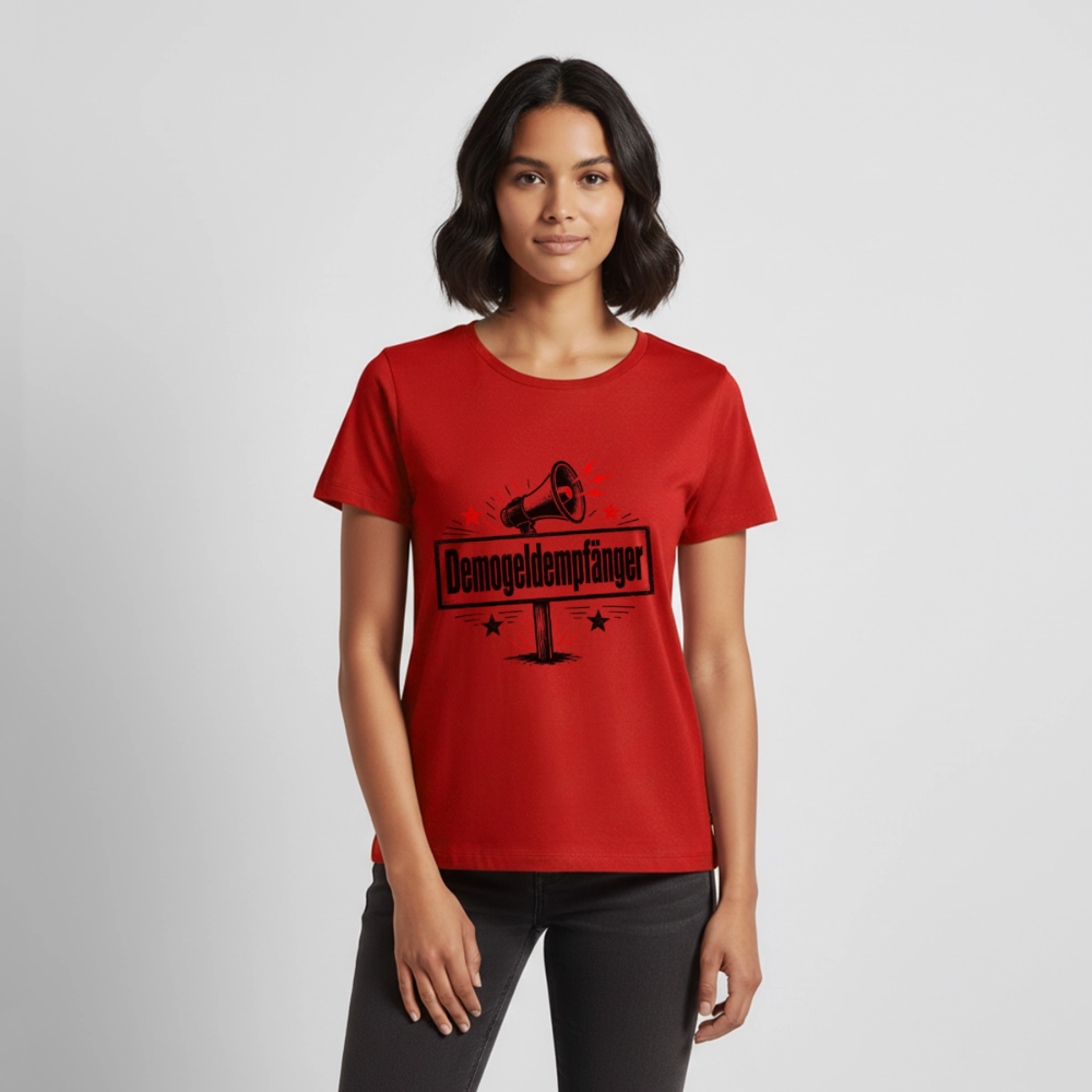 Frauen Demogeldempfänger T-Shirt - Satirisches Demo Shirt, politisches Statement Shirt, Protest Shirt  Premium T-Shirt - Rot