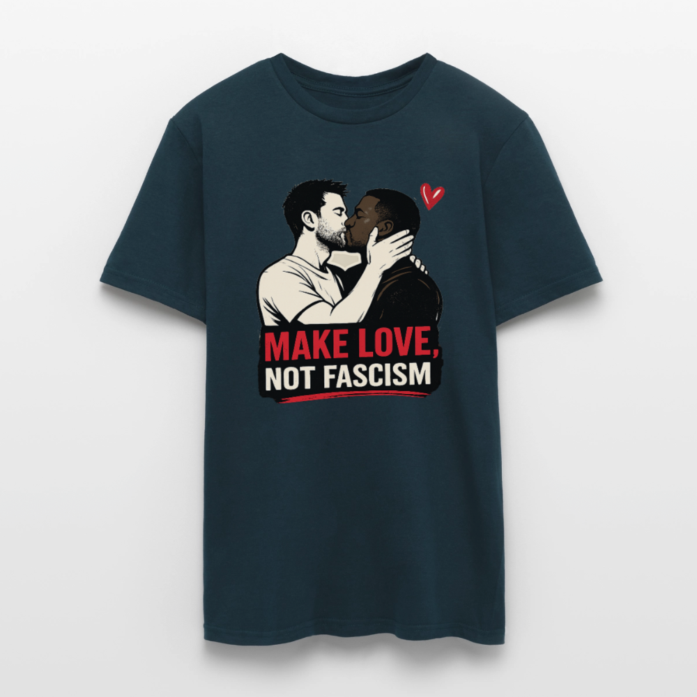 Herren Make Love Not Fascism T-Shirt - LGBTQ Pride & Gegen Rechts Statement Shirt - Navy