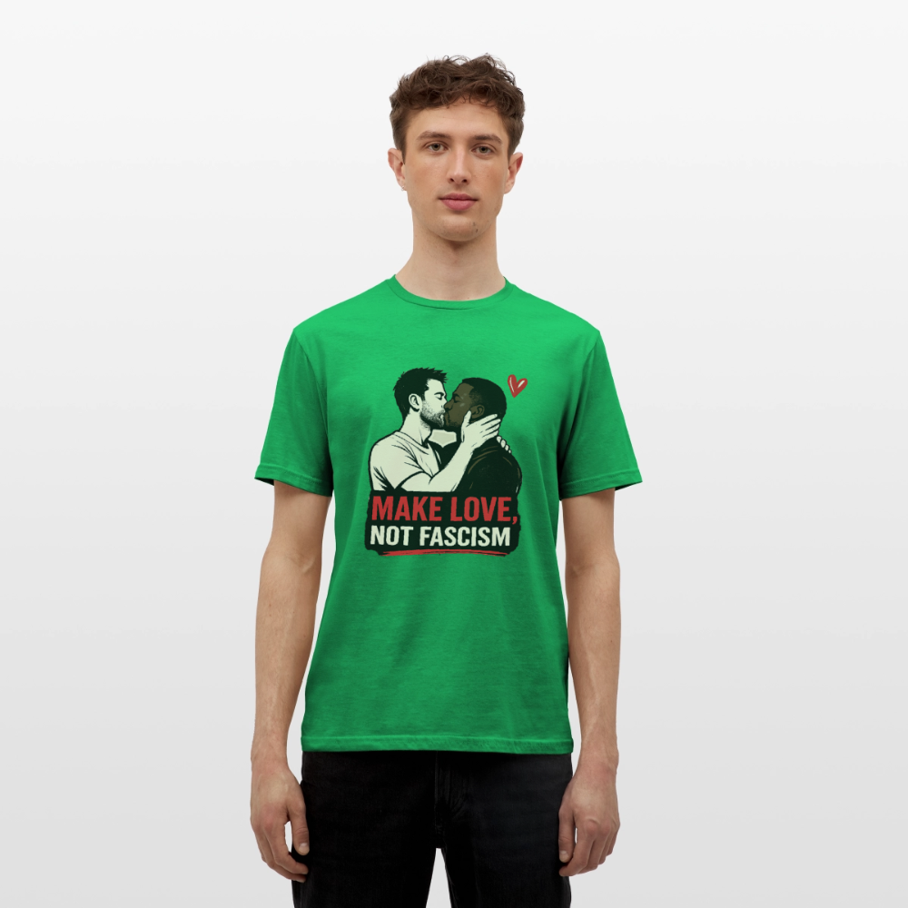 Herren Make Love Not Fascism T-Shirt - LGBTQ Pride & Gegen Rechts Statement Shirt - Kelly Green