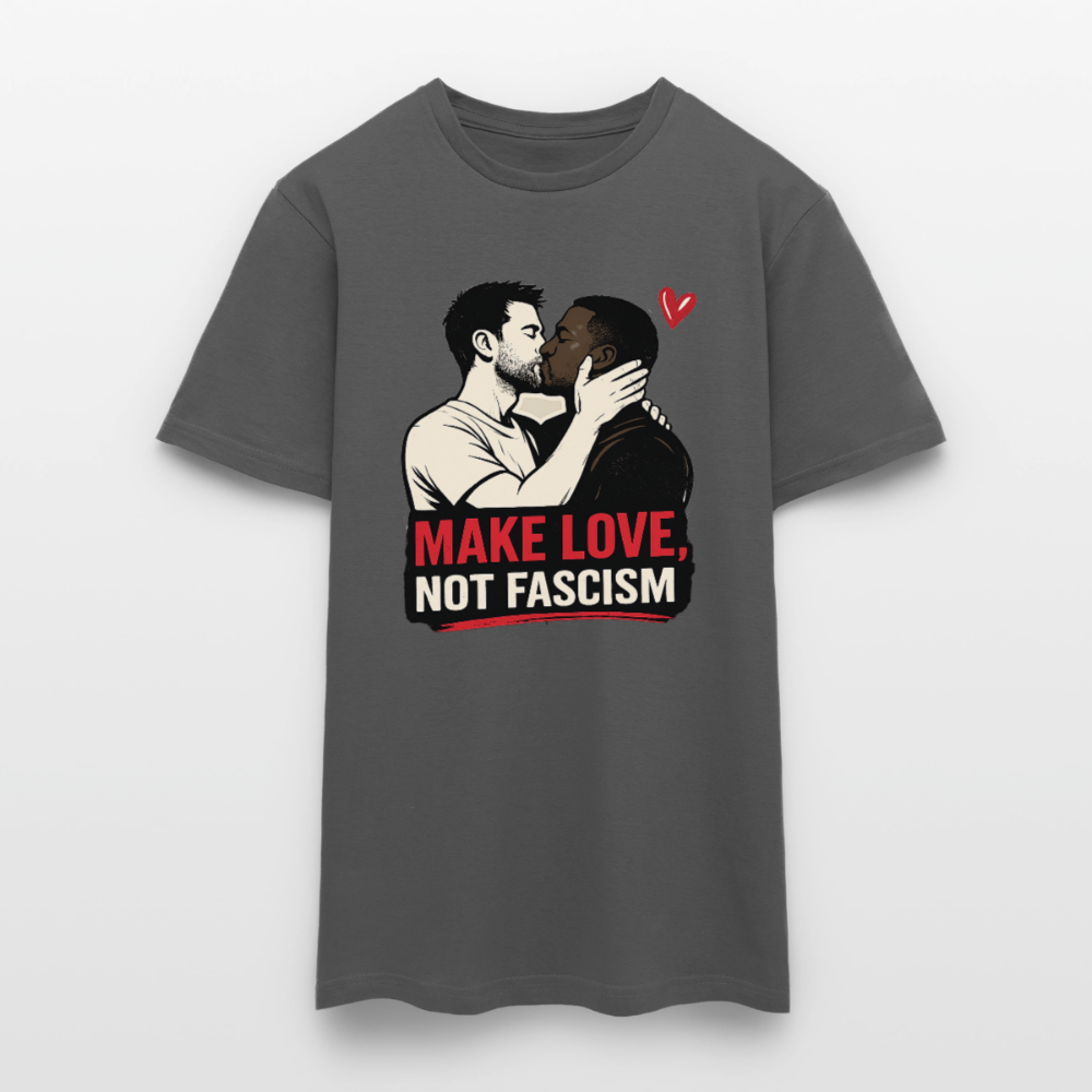 Herren Make Love Not Fascism T-Shirt - LGBTQ Pride & Gegen Rechts Statement Shirt - Anthrazit