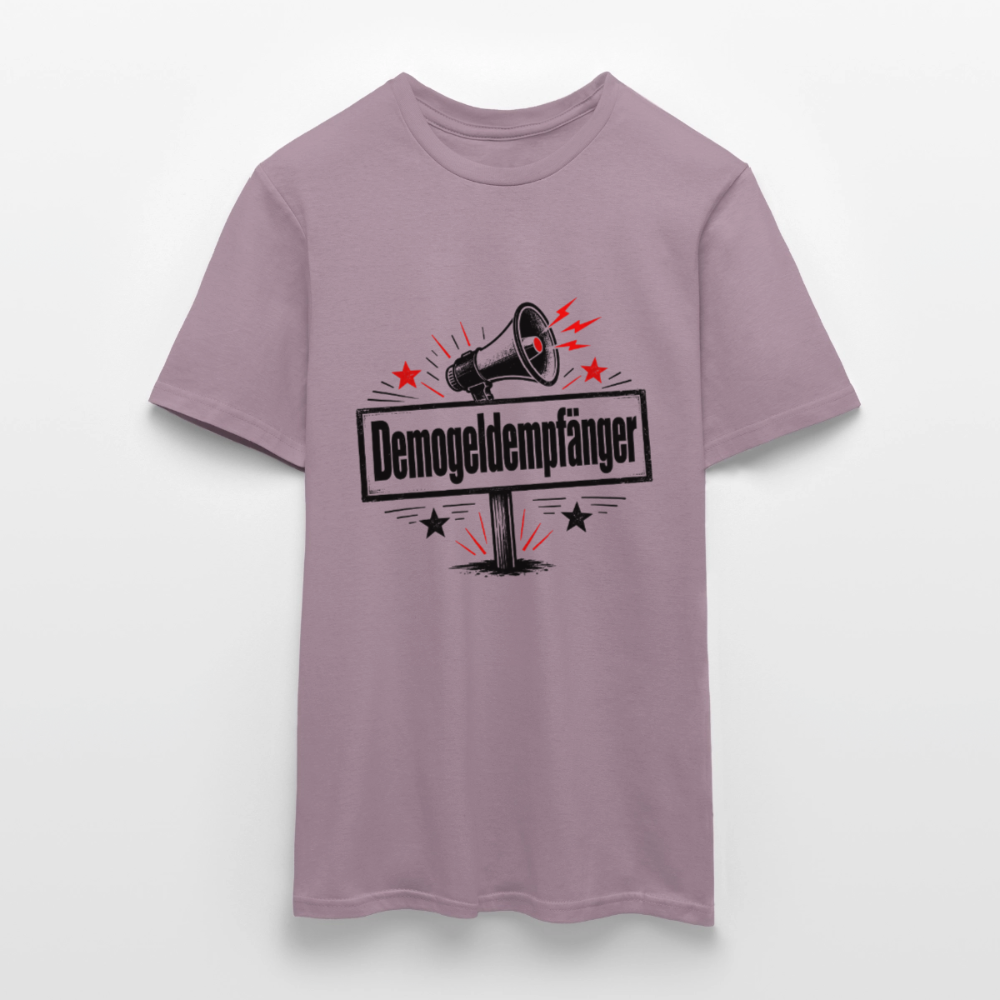 Herren Demogeldempfänger T-Shirt - Satirisches Demo Shirt, politisches Statement Shirt, Protest Shirt - Lilagrau 