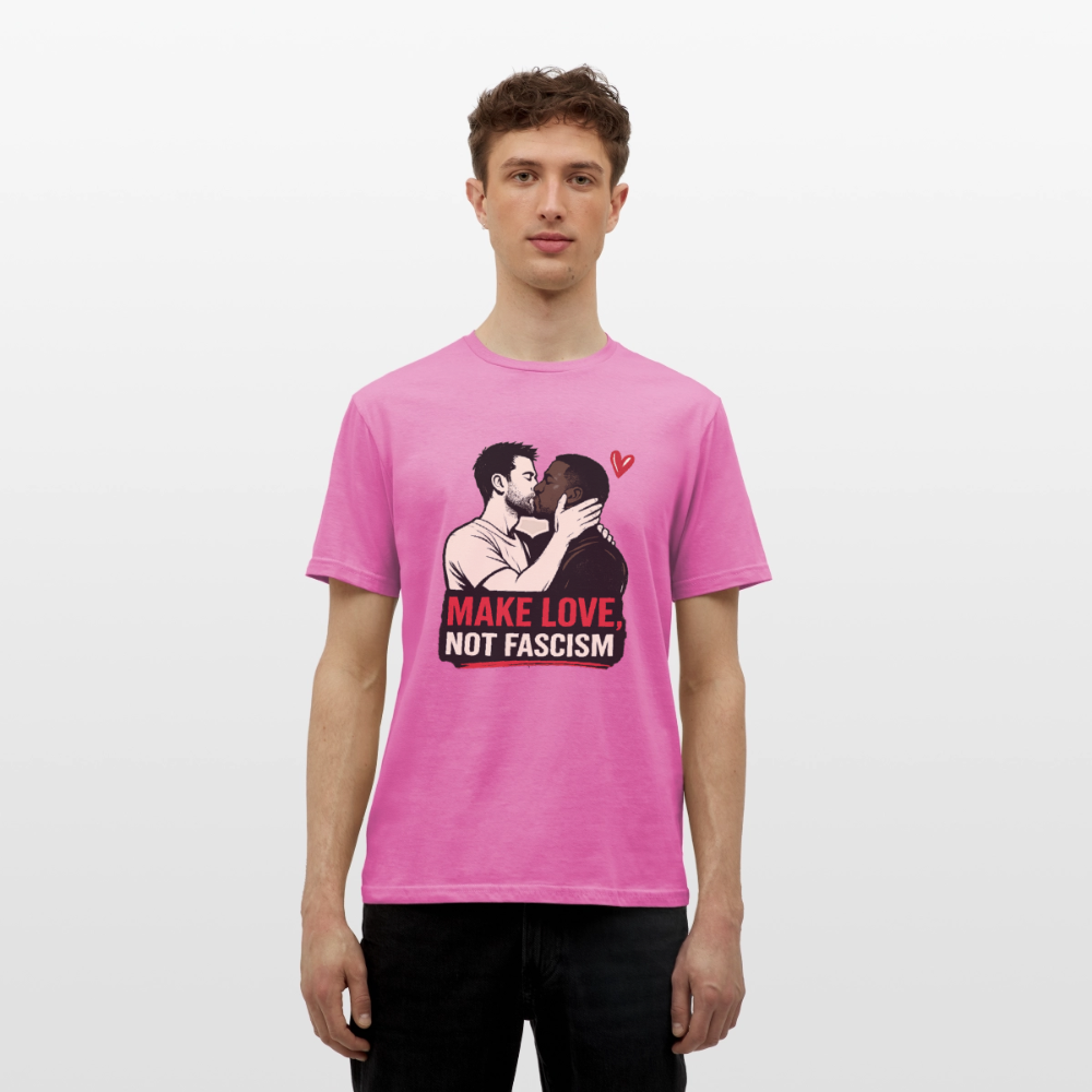 Herren Make Love Not Fascism T-Shirt - LGBTQ Pride & Gegen Rechts Statement Shirt - Pink