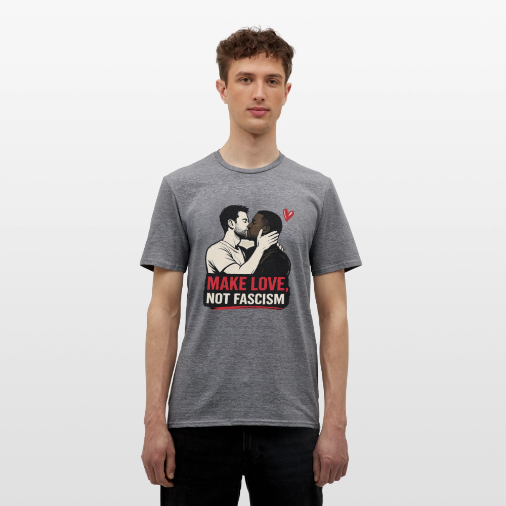 Herren Make Love Not Fascism T-Shirt - LGBTQ Pride & Gegen Rechts Statement Shirt - Graphit meliert