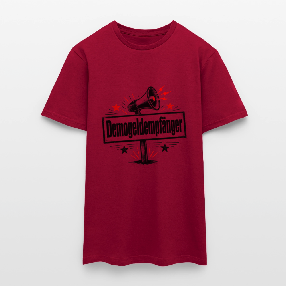Herren Demogeldempfänger T-Shirt - Satirisches Demo Shirt, politisches Statement Shirt, Protest Shirt - Ziegelrot