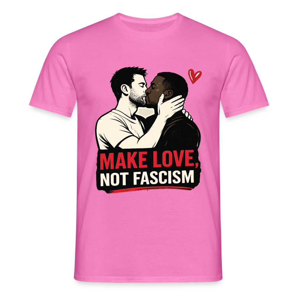 Herren Make Love Not Fascism T-Shirt - LGBTQ Pride & Gegen Rechts Statement Shirt - Pink