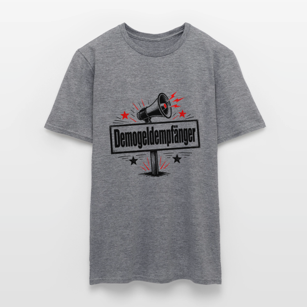 Herren Demogeldempfänger T-Shirt - Satirisches Demo Shirt, politisches Statement Shirt, Protest Shirt - Graphit meliert