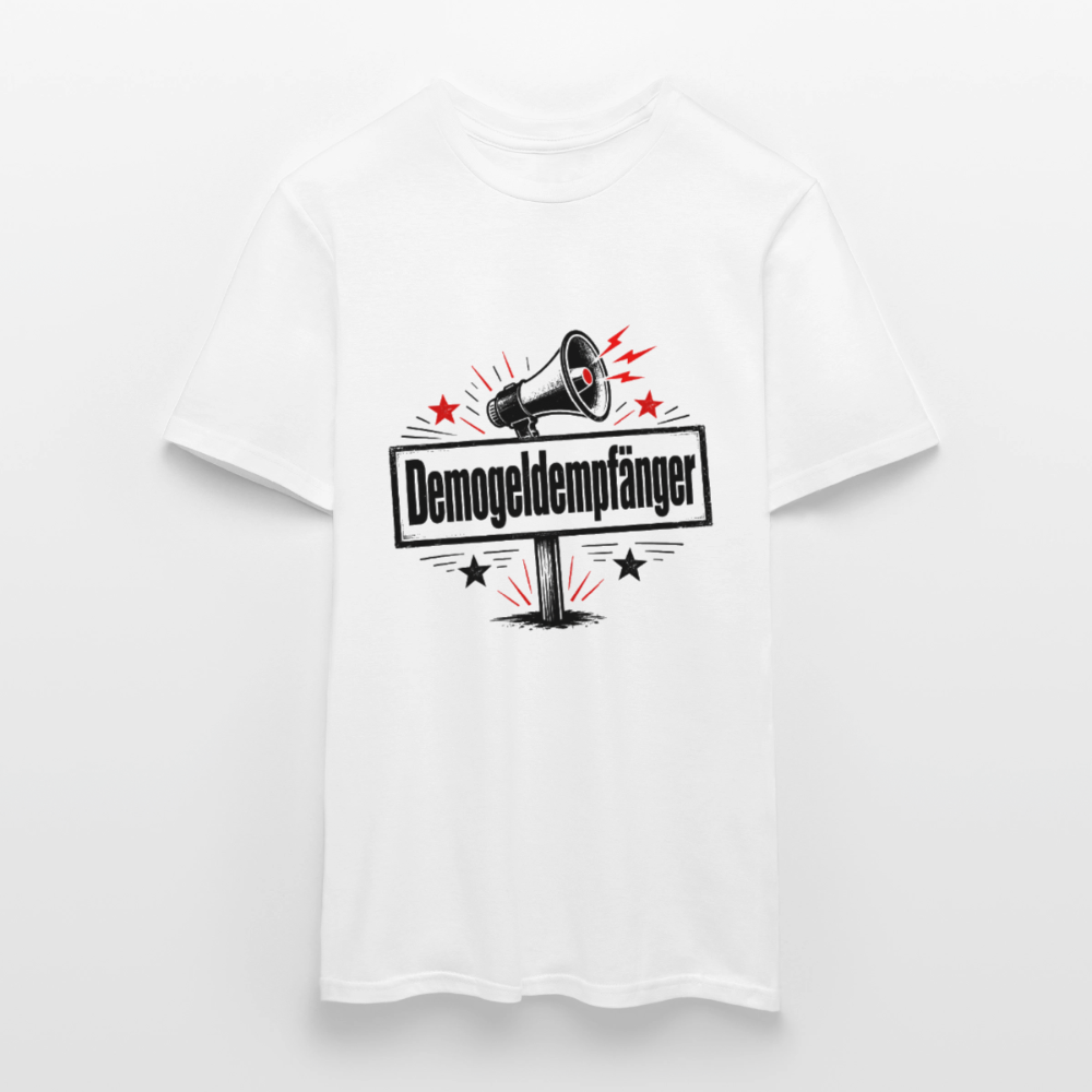 Herren Demogeldempfänger T-Shirt - Satirisches Demo Shirt, politisches Statement Shirt, Protest Shirt - Weiß