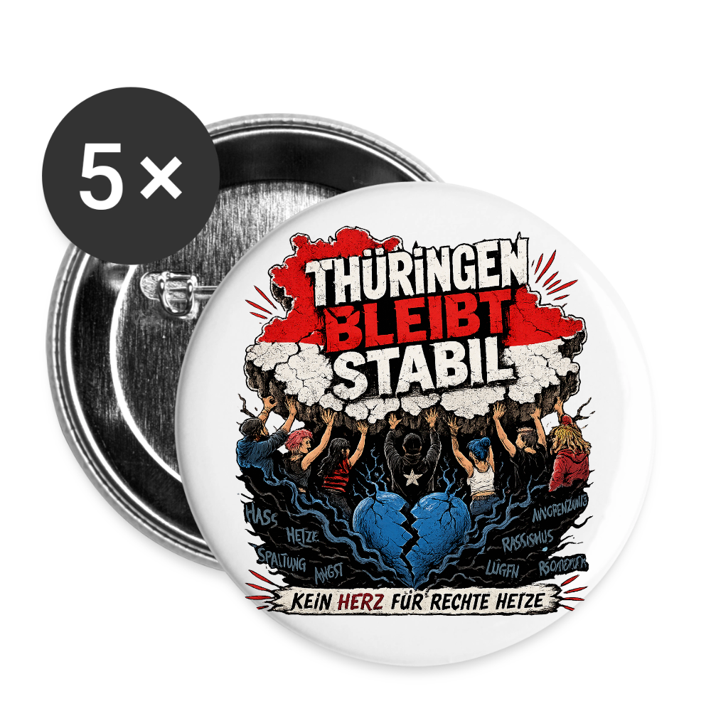 Thüringen bleibt stabil - Buttons klein 25 mm (5er Pack) - Weiß