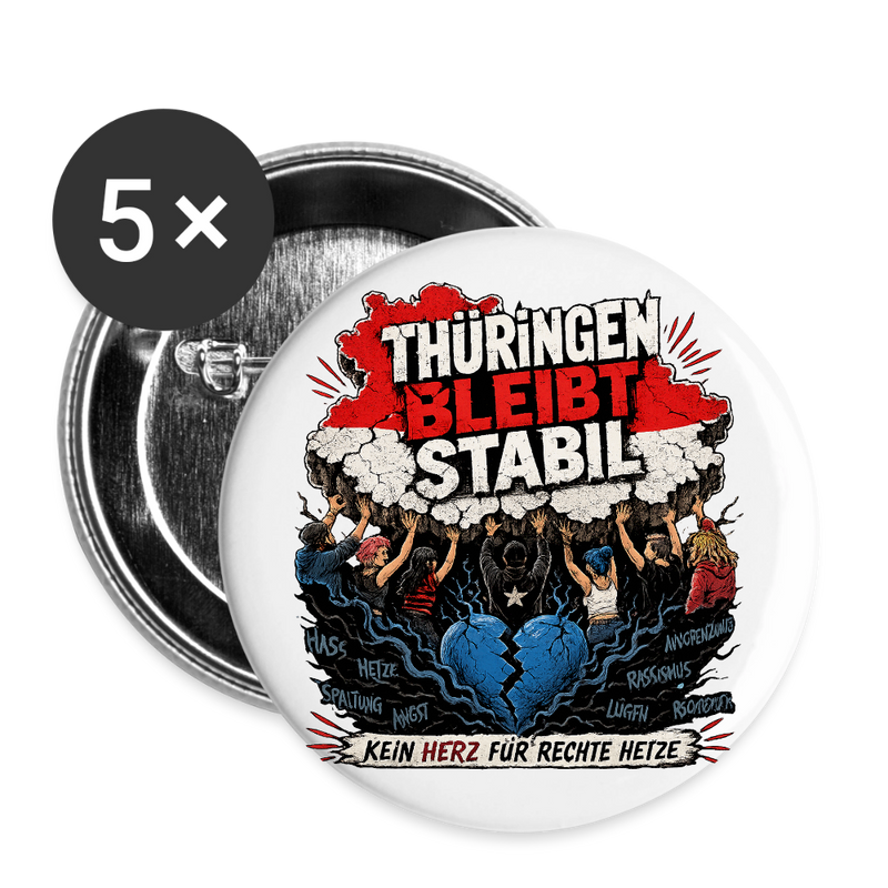 Thüringen bleibt stabil - Buttons klein 25 mm (5er Pack) - Weiß