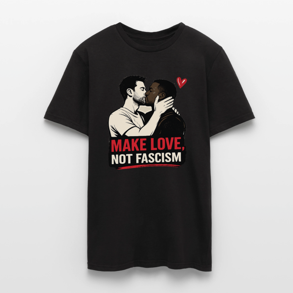Herren Make Love Not Fascism T-Shirt - LGBTQ Pride & Gegen Rechts Statement Shirt - Schwarz