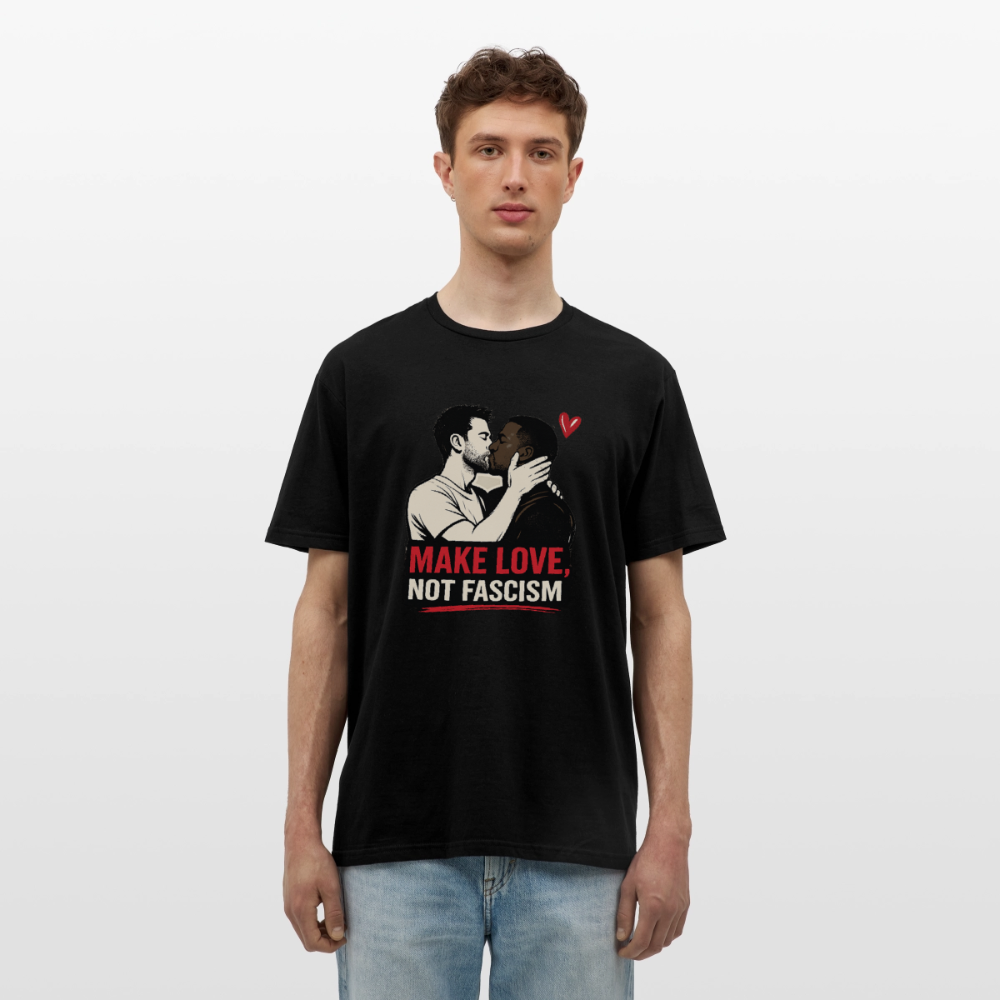 Herren Make Love Not Fascism T-Shirt - LGBTQ Pride & Gegen Rechts Statement Shirt - Schwarz
