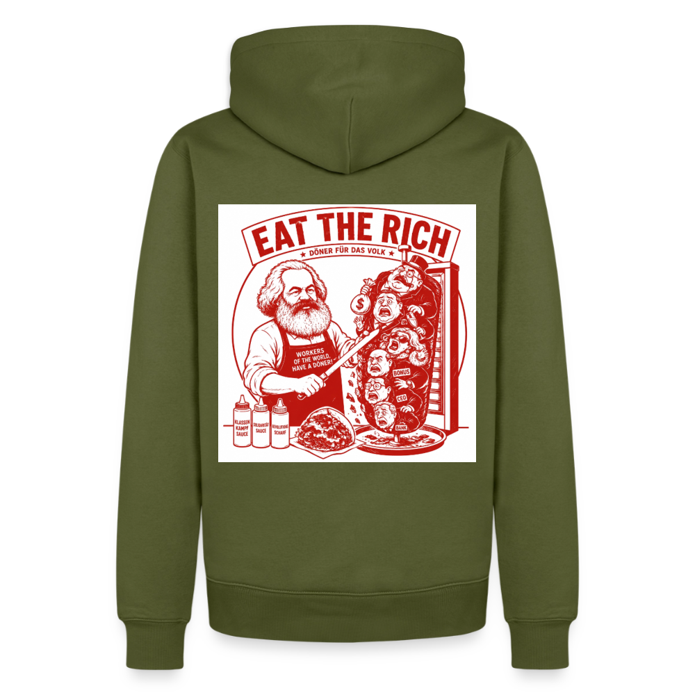 Männer Premium Hoodie Eat The Rich Hoodie - Karl Marx Döner Satire im roten Retro-Look - Khaki