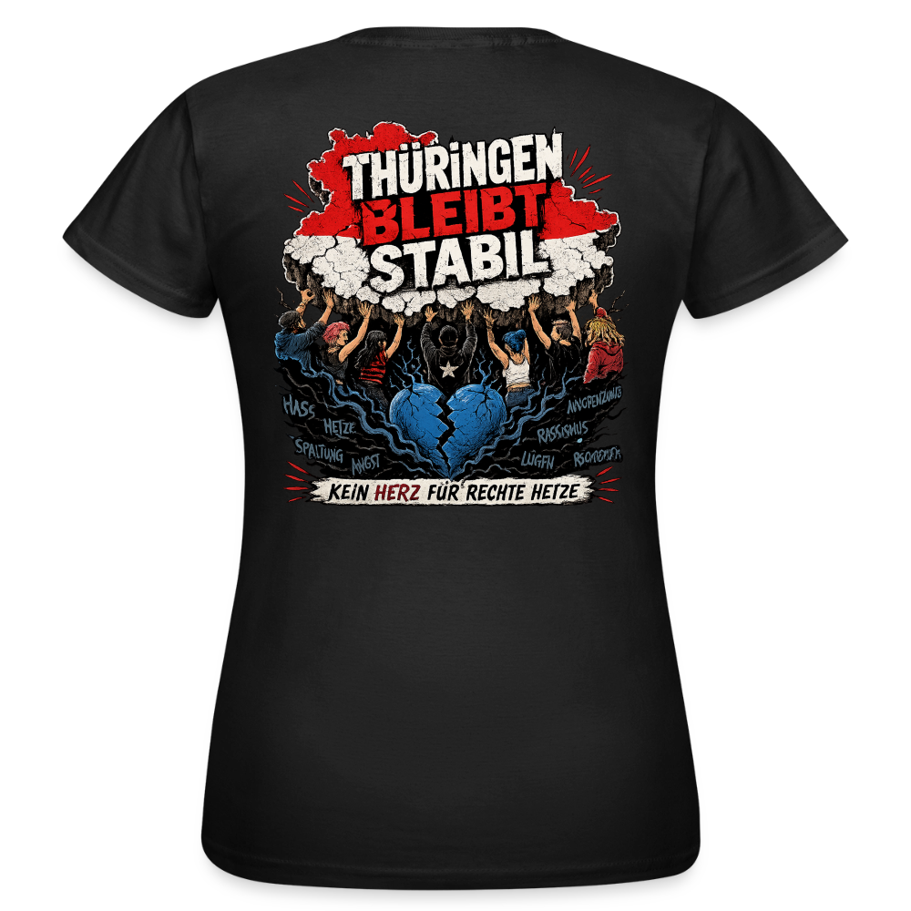 Thüringen bleibt stabil - Schwarzes / Weißes Frauen T-Shirt - Schwarz