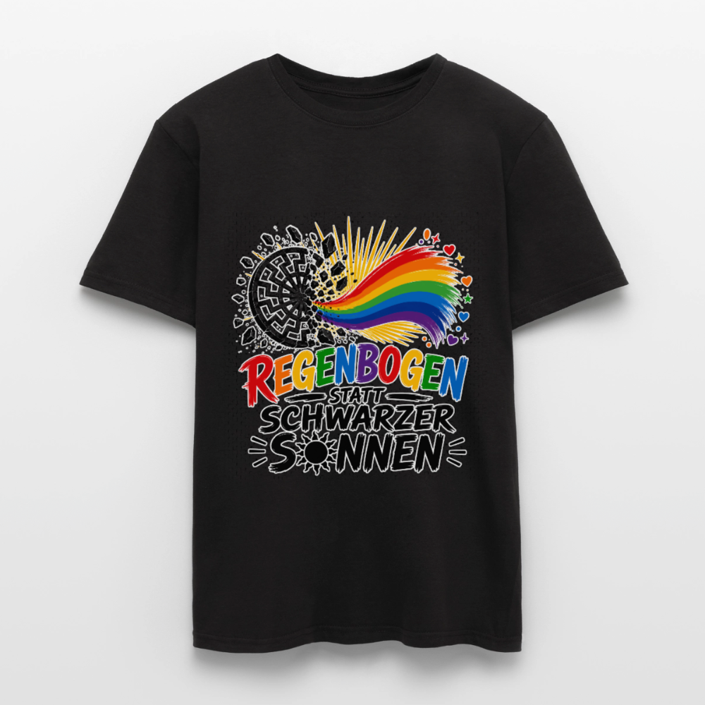 Schwarzes Männer T-Shirt Regenbogen statt schwarzer Sonnen - Schwarz