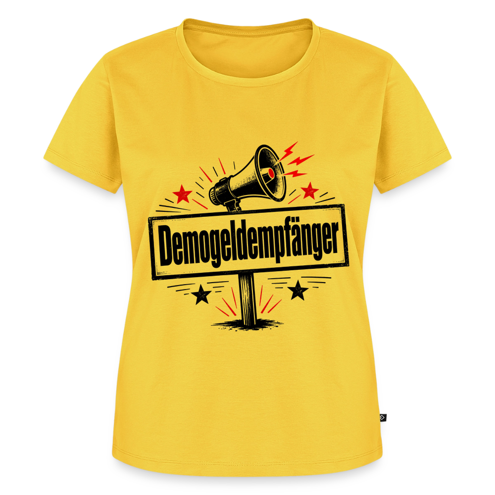 Frauen Demogeldempfänger T-Shirt - Satirisches Demo Shirt, politisches Statement Shirt, Protest Shirt  Premium T-Shirt - Sonnengelb