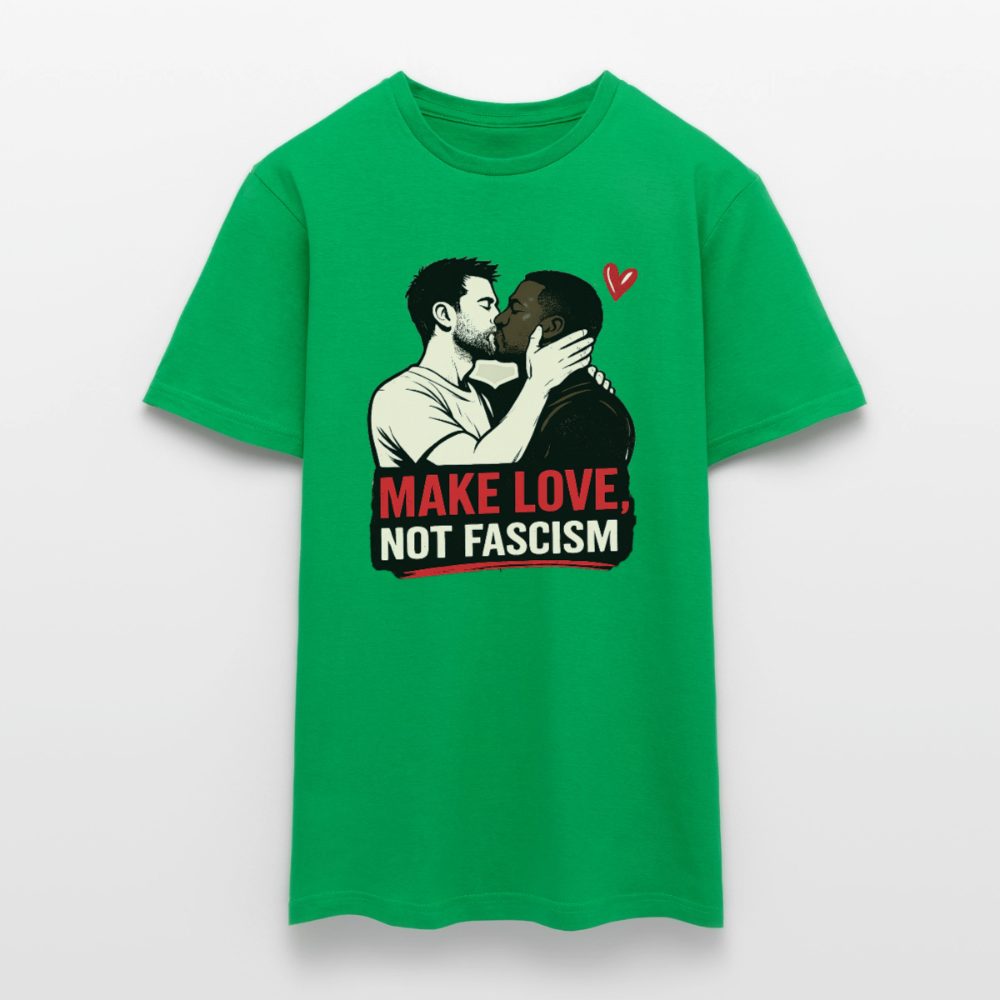 Herren Make Love Not Fascism T-Shirt - LGBTQ Pride & Gegen Rechts Statement Shirt - Kelly Green