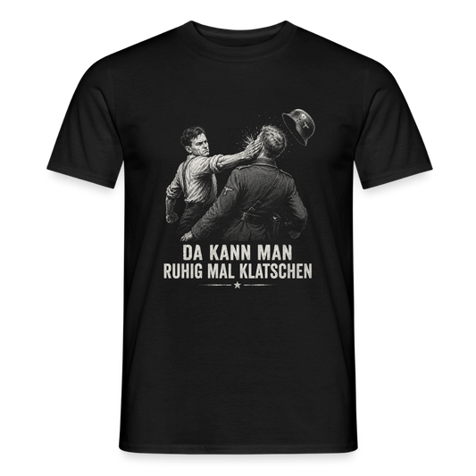 Da kann man ruhig mal klatschen - Schwarzes Männer T-Shirt - Schwarz
