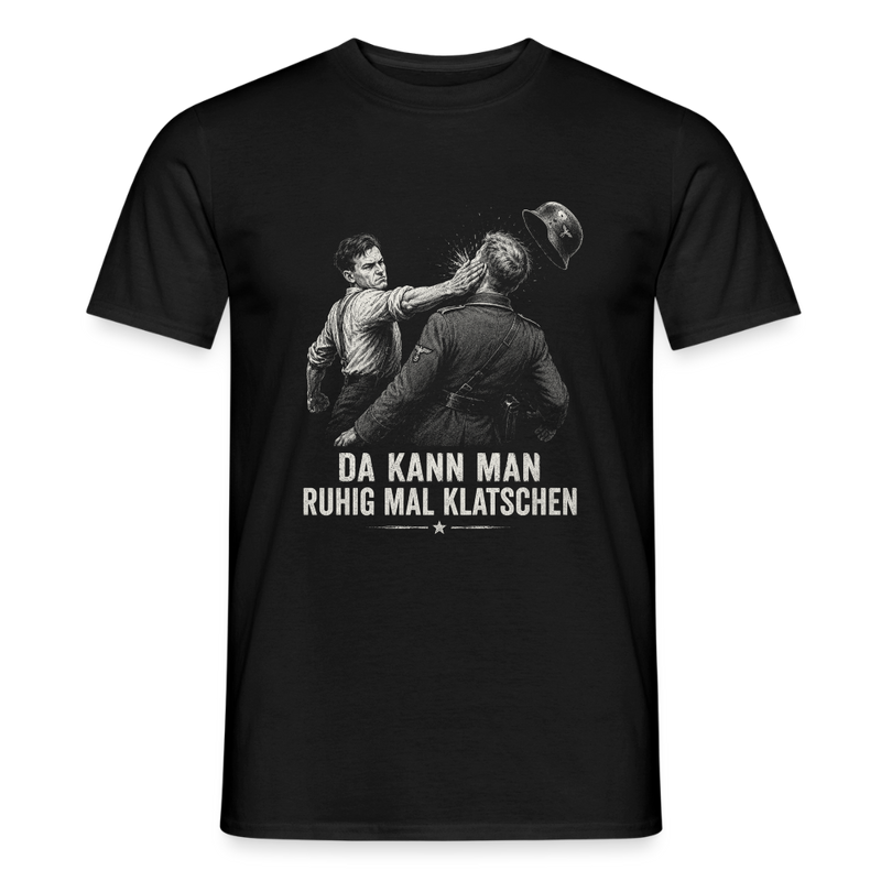 Da kann man ruhig mal klatschen - Schwarzes Männer T-Shirt - Schwarz