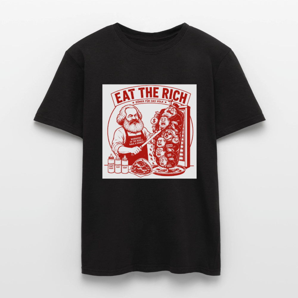 Männer T-Shirt Eat The Rich Döner T-Shirt - Karl Marx Satire - Schwarz