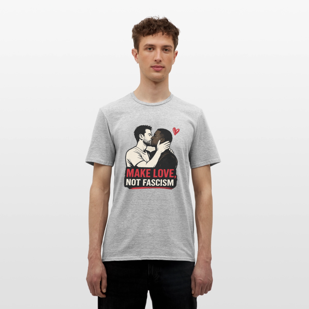 Herren Make Love Not Fascism T-Shirt - LGBTQ Pride & Gegen Rechts Statement Shirt - Grau meliert