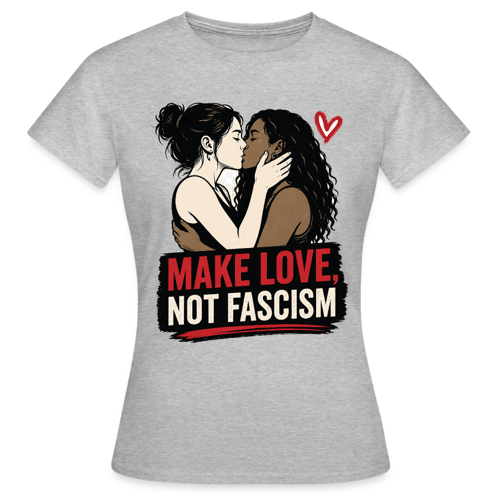 Make Love Not Fascism T-Shirt - LGBTQ Pride & Gegen Rechts Statement Shirt - Grau meliert
