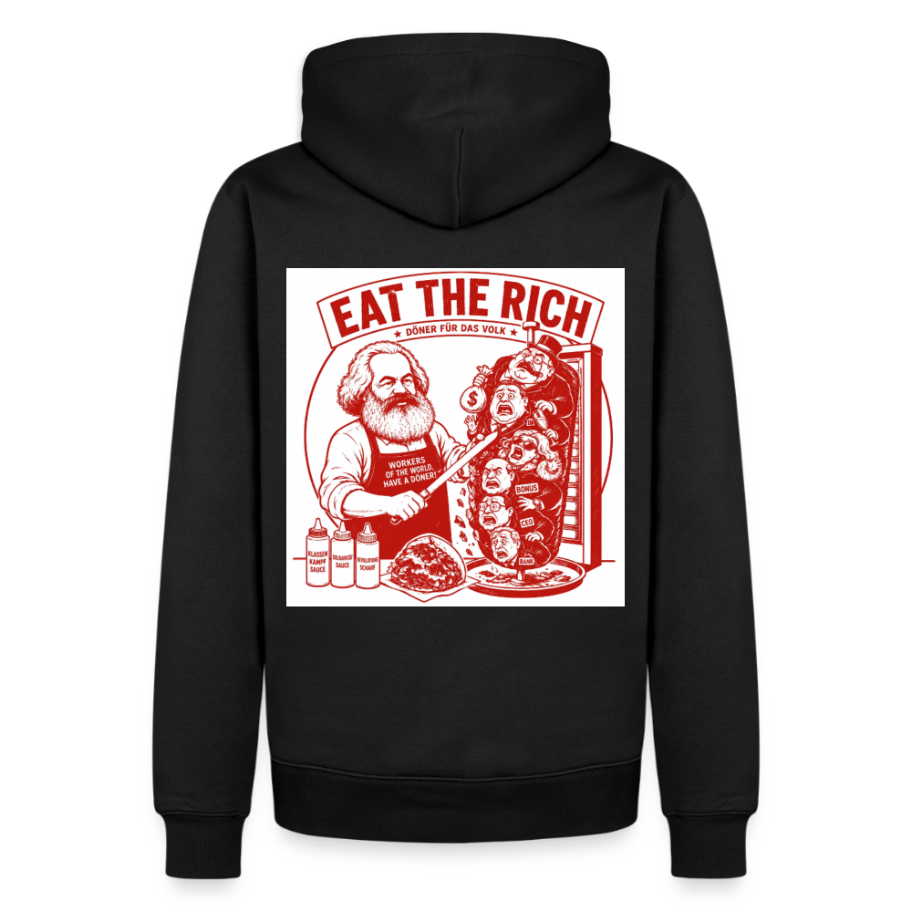 Männer Premium Hoodie Eat The Rich Hoodie - Karl Marx Döner Satire im roten Retro-Look - Schwarz