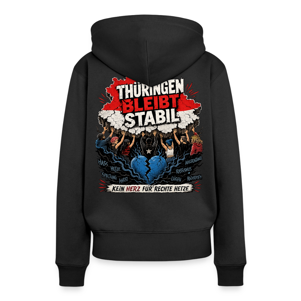 Thüringen bleibt stabil - schwarzer Frauen Premium Hoodie - Schwarz