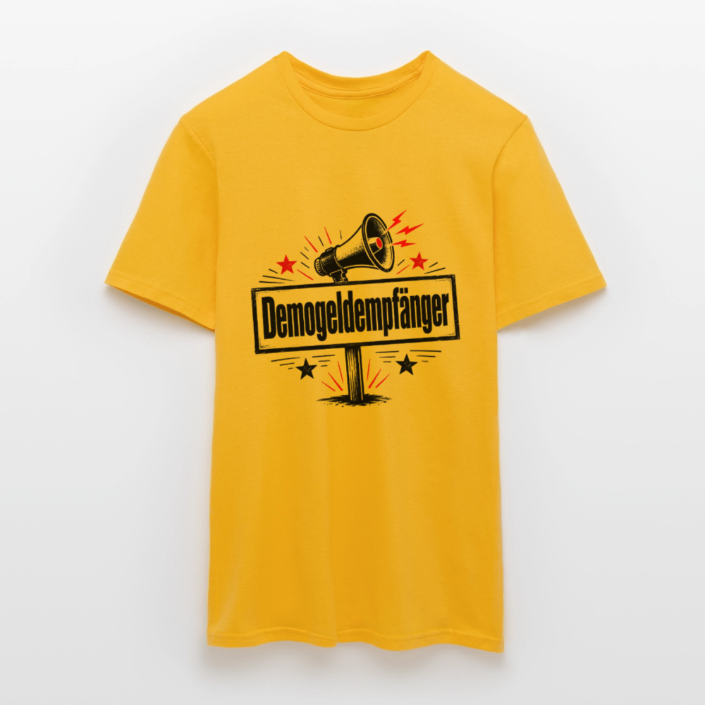 Herren Demogeldempfänger T-Shirt - Satirisches Demo Shirt, politisches Statement Shirt, Protest Shirt - Gelb