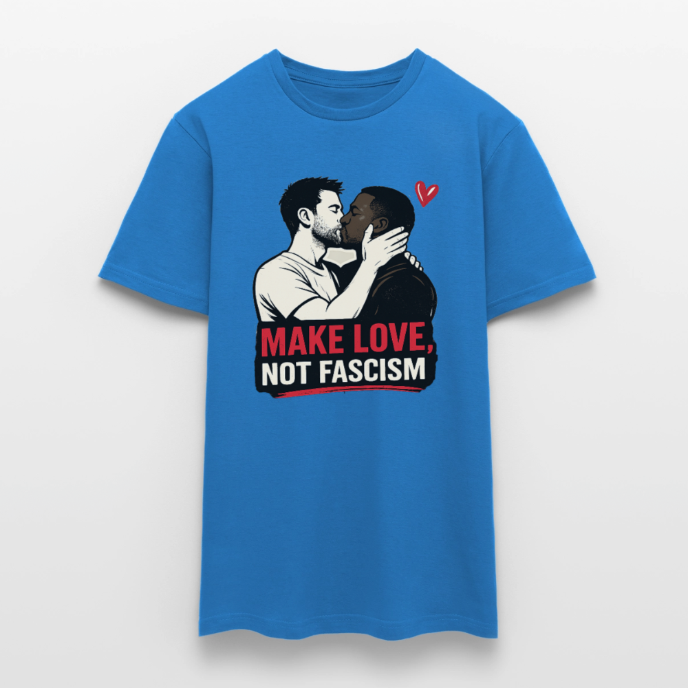 Herren Make Love Not Fascism T-Shirt - LGBTQ Pride & Gegen Rechts Statement Shirt - Royalblau