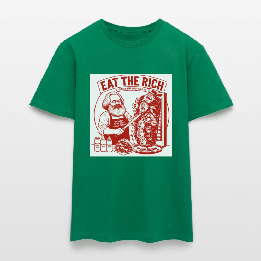 Männer T-Shirt Eat The Rich Döner T-Shirt - Karl Marx Satire - Kelly Green