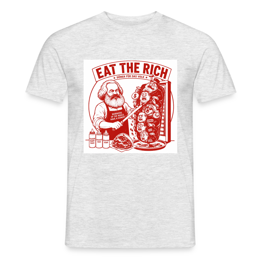 Männer T-Shirt Eat The Rich Döner T-Shirt - Karl Marx Satire - Grau meliert