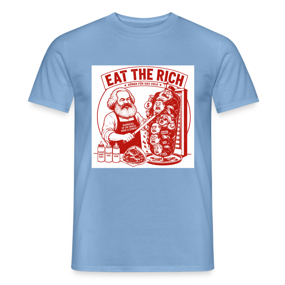 Männer T-Shirt Eat The Rich Döner T-Shirt - Karl Marx Satire - Carolina Blue