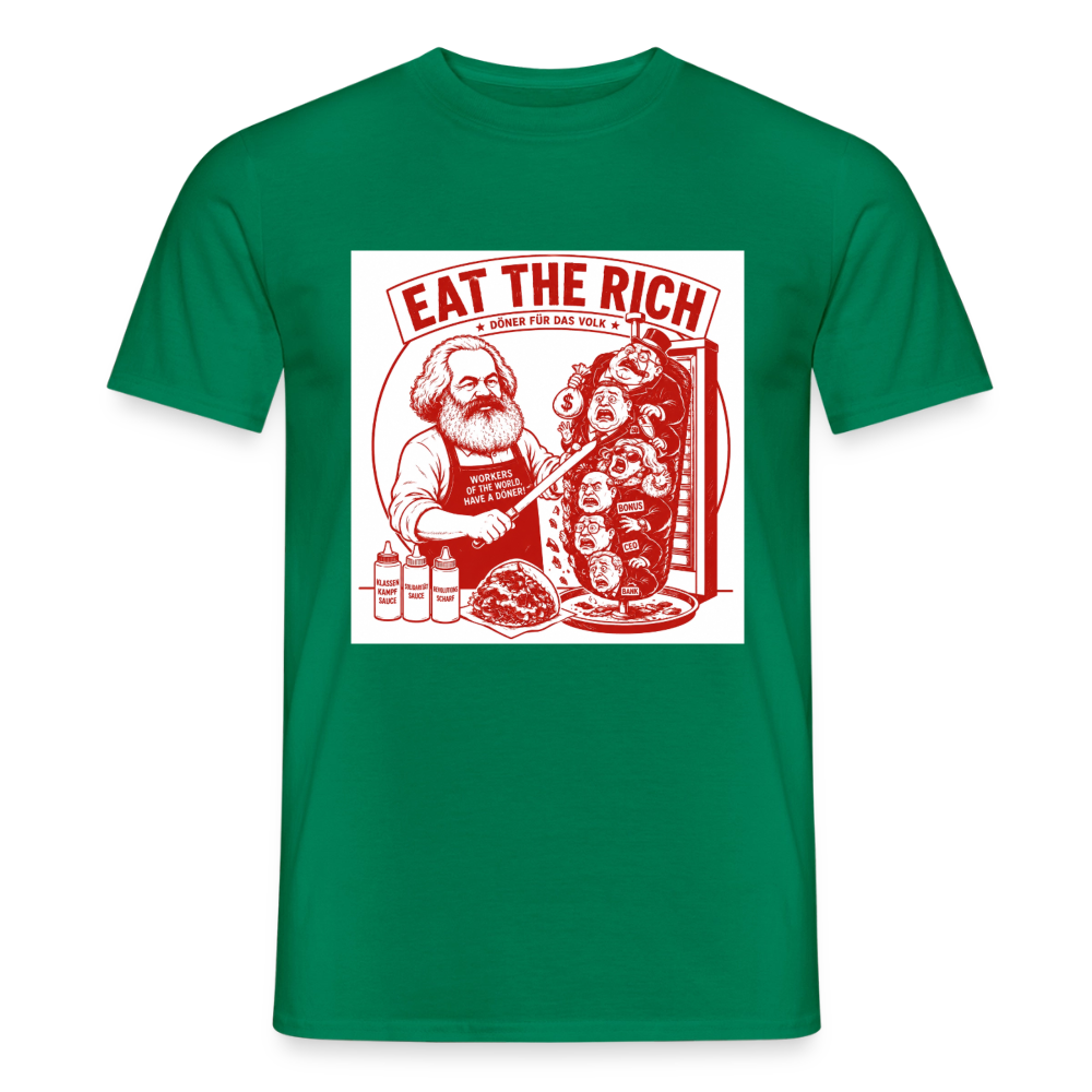 Männer T-Shirt Eat The Rich Döner T-Shirt - Karl Marx Satire - Kelly Green