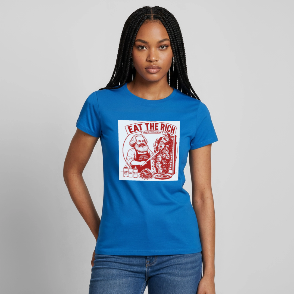 Frauen T-Shirt Eat The Rich Döner T-Shirt - Karl Marx Satire - Royalblau