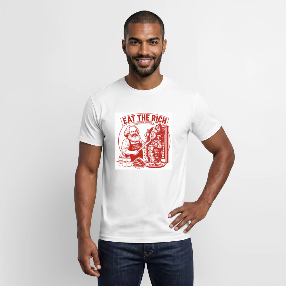 Männer T-Shirt Eat The Rich Döner T-Shirt - Karl Marx Satire - Weiß
