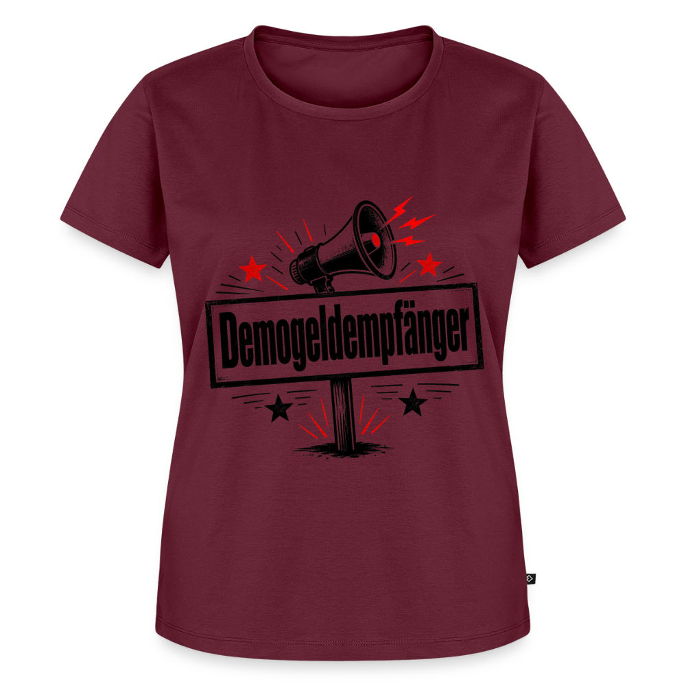 Frauen Demogeldempfänger T-Shirt - Satirisches Demo Shirt, politisches Statement Shirt, Protest Shirt  Premium T-Shirt - Burgunderrot