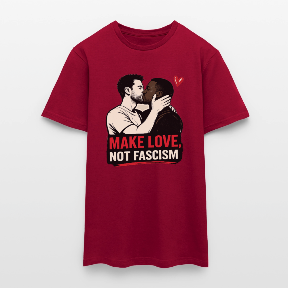 Herren Make Love Not Fascism T-Shirt - LGBTQ Pride & Gegen Rechts Statement Shirt - Ziegelrot
