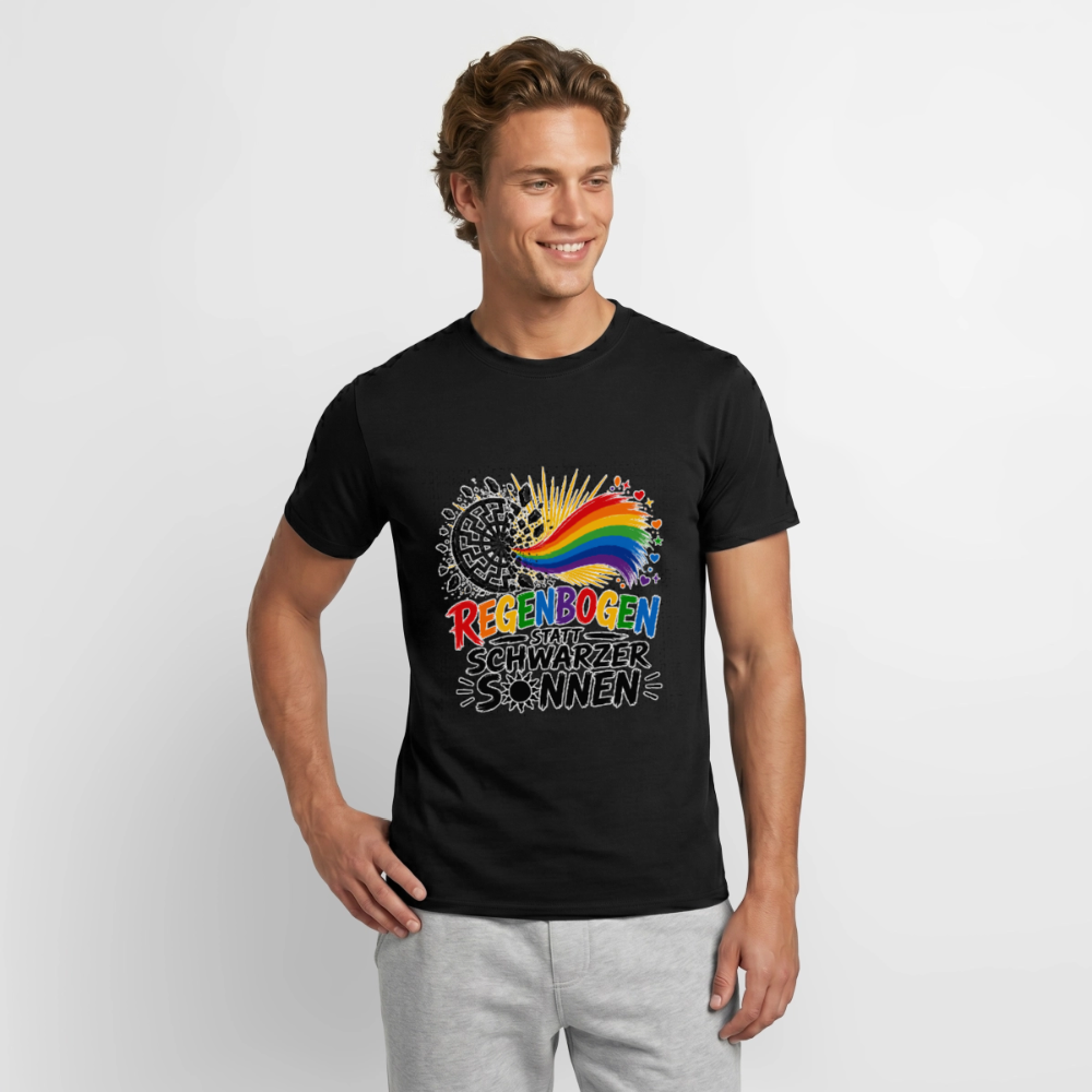 Schwarzes Männer T-Shirt Regenbogen statt schwarzer Sonnen - Schwarz