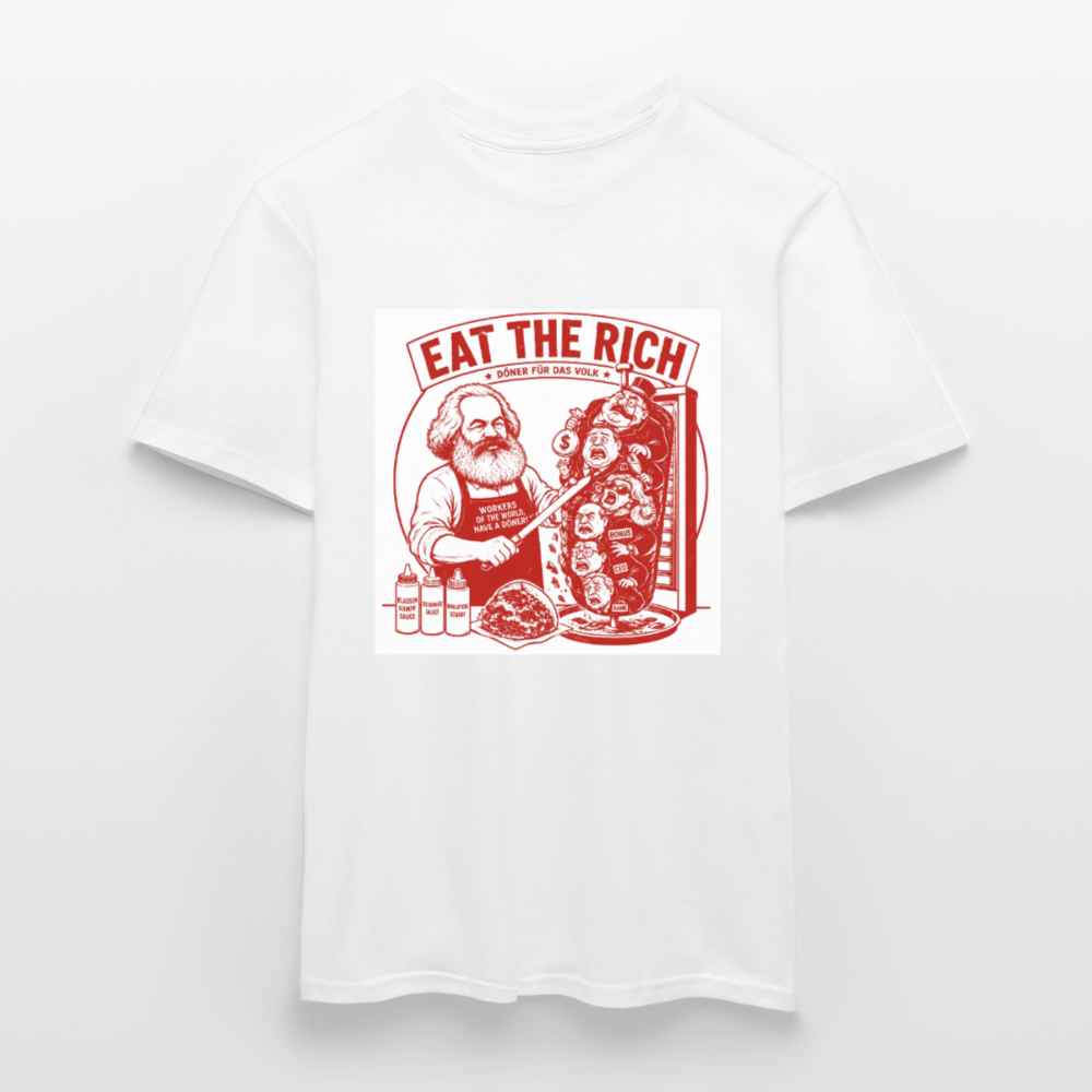 Männer T-Shirt Eat The Rich Döner T-Shirt - Karl Marx Satire - Weiß