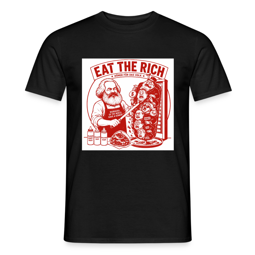 Männer T-Shirt Eat The Rich Döner T-Shirt - Karl Marx Satire - Schwarz