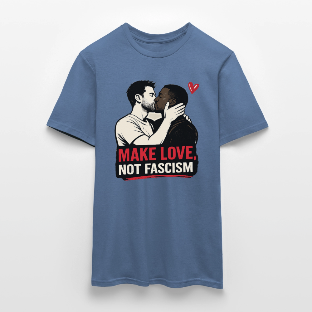 Herren Make Love Not Fascism T-Shirt - LGBTQ Pride & Gegen Rechts Statement Shirt - Taubenblau 