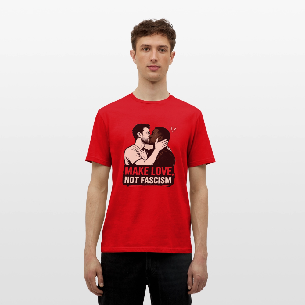 Herren Make Love Not Fascism T-Shirt - LGBTQ Pride & Gegen Rechts Statement Shirt - Rot
