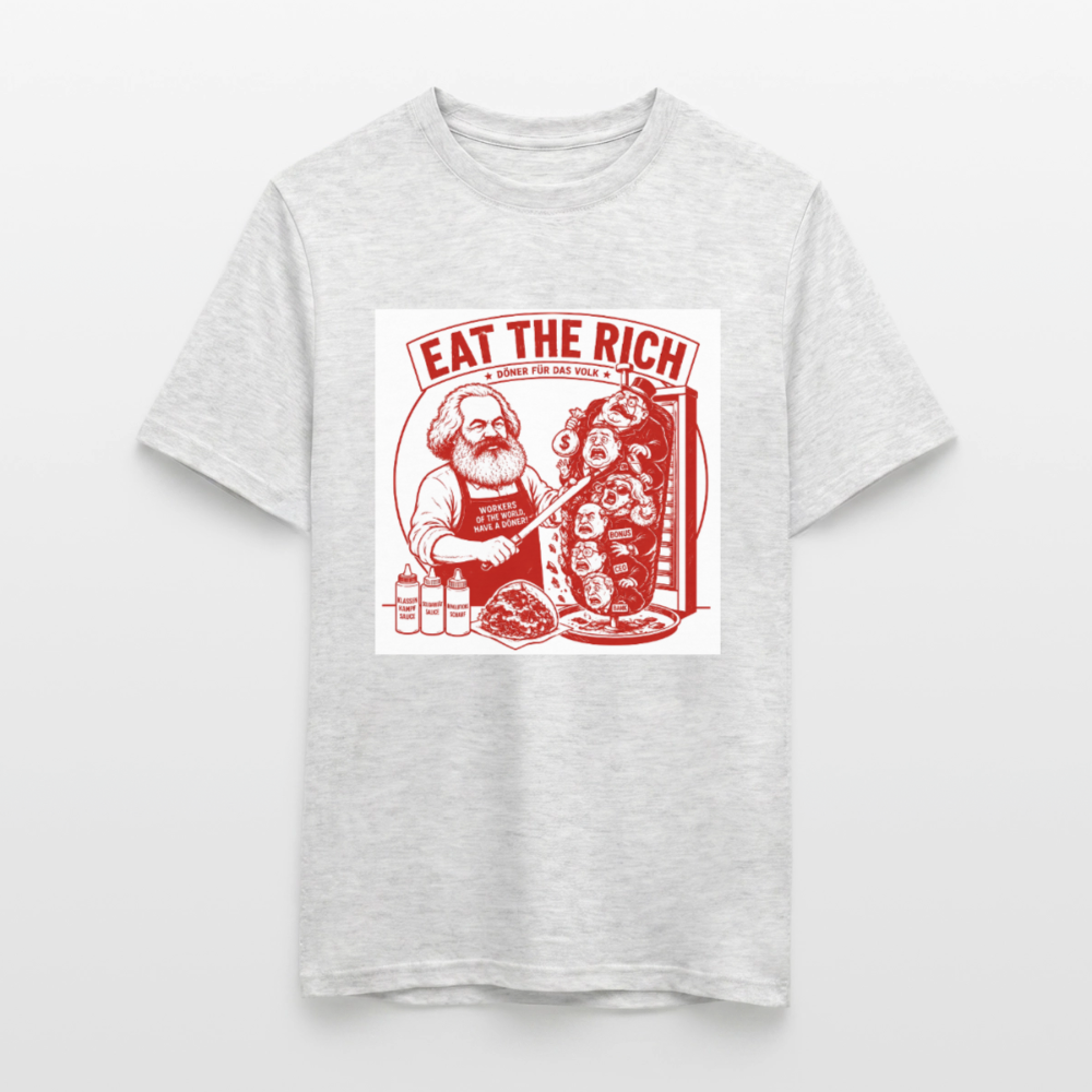 Männer T-Shirt Eat The Rich Döner T-Shirt - Karl Marx Satire - Grau meliert