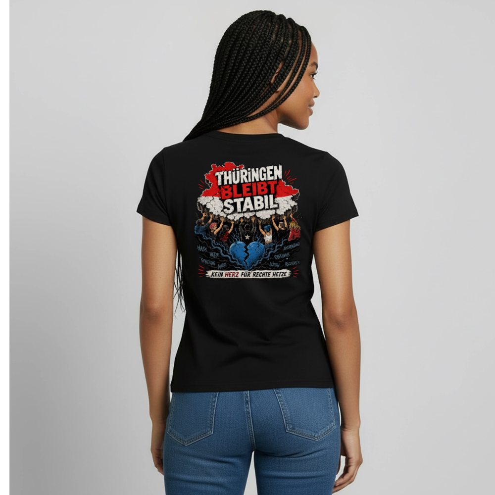 Thüringen bleibt stabil - Schwarzes / Weißes Frauen T-Shirt - Schwarz
