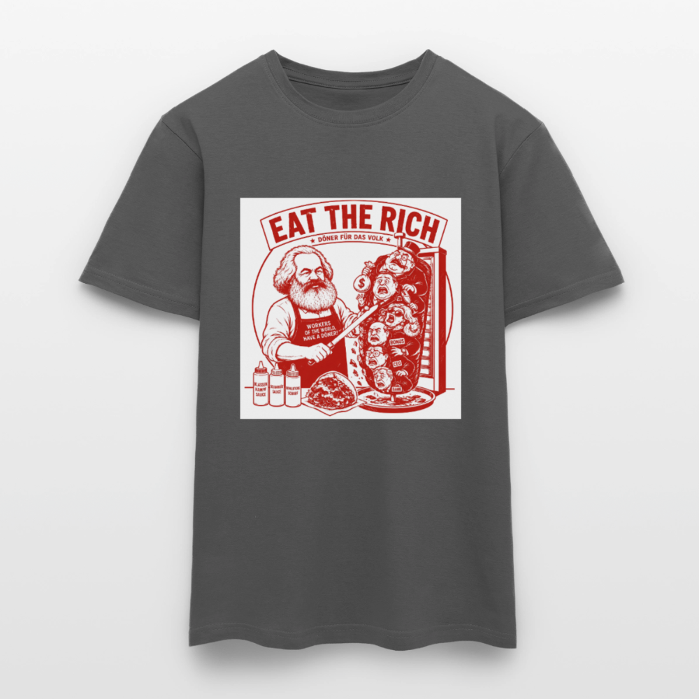 Männer T-Shirt Eat The Rich Döner T-Shirt - Karl Marx Satire - Anthrazit